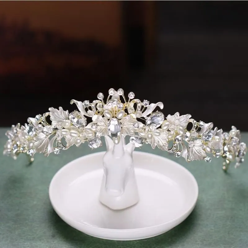 Gorgeous Leaves Flowers Pear Tiaras | Bridelily