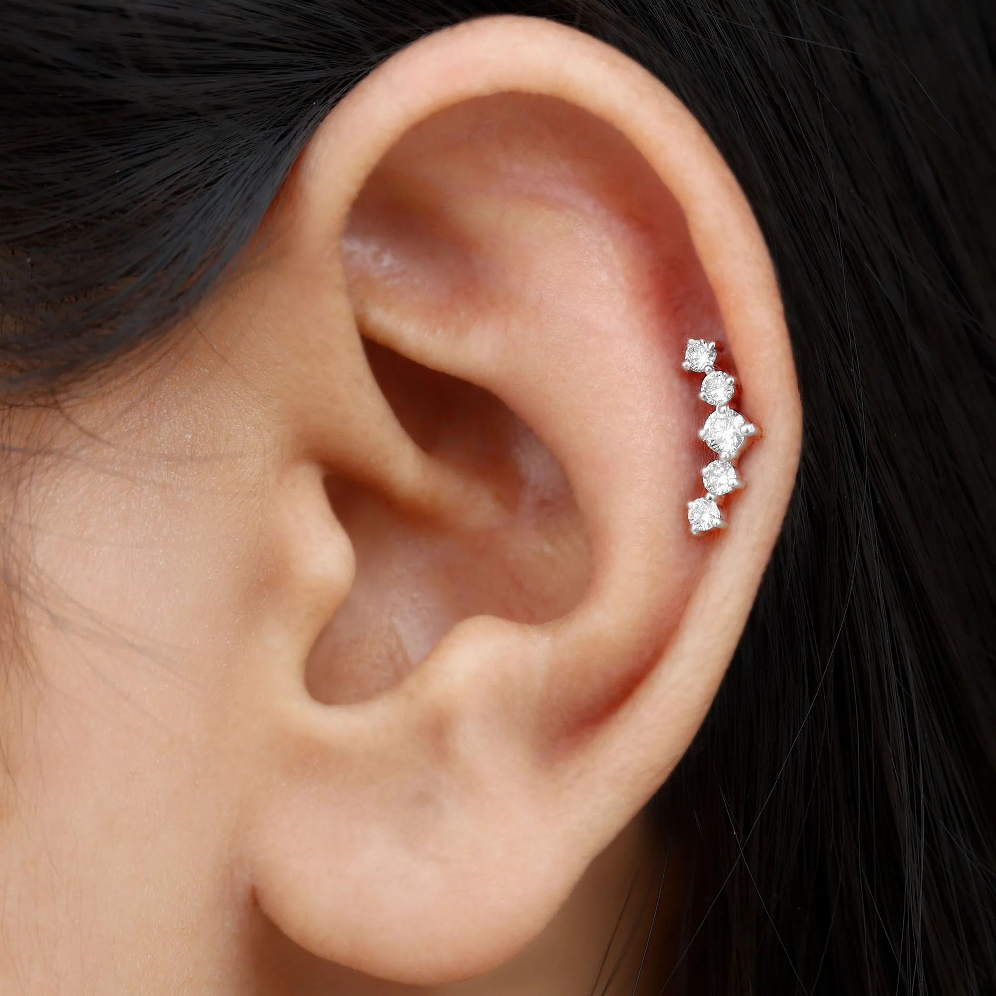 Graduated Style Diamond Crawler Earring