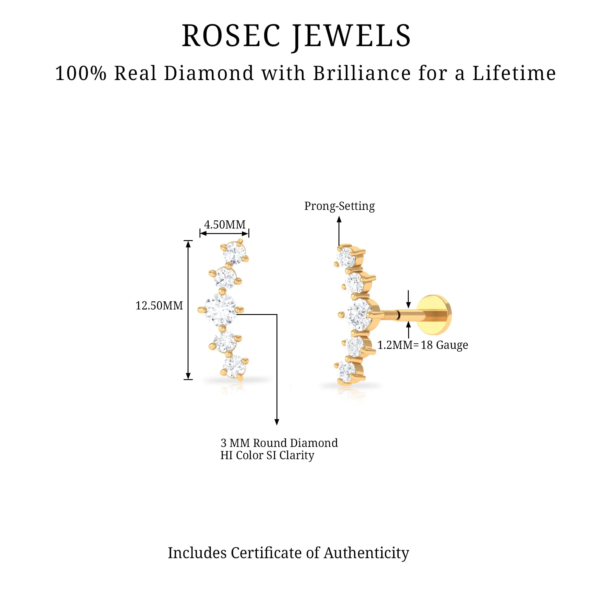 Graduated Style Diamond Crawler Earring