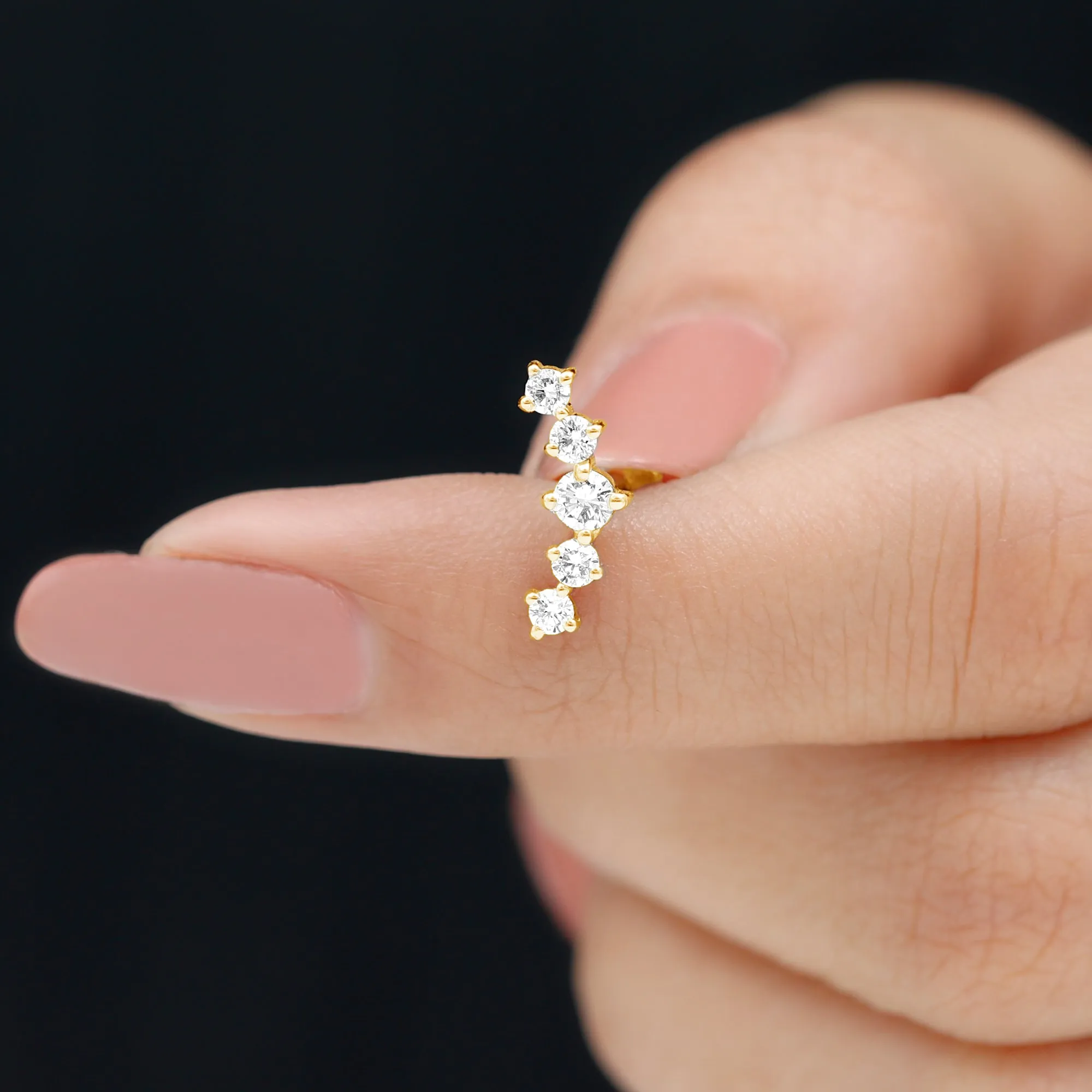 Graduated Style Diamond Crawler Earring