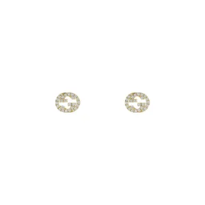 Gucci 18K Yellow Gold Diamond Interlocking G Earrings