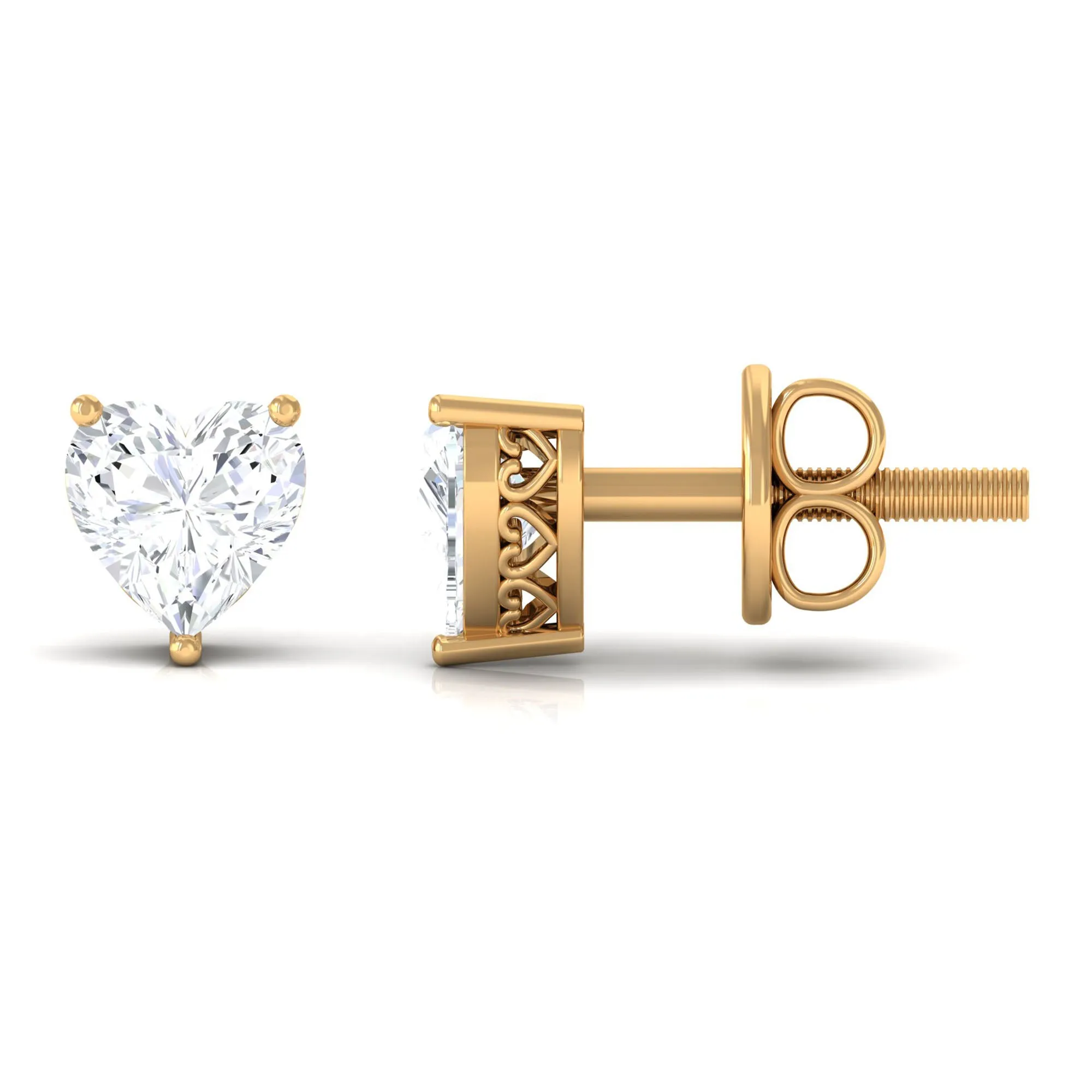 Heart Shape Diamond Solitaire Stud Earrings