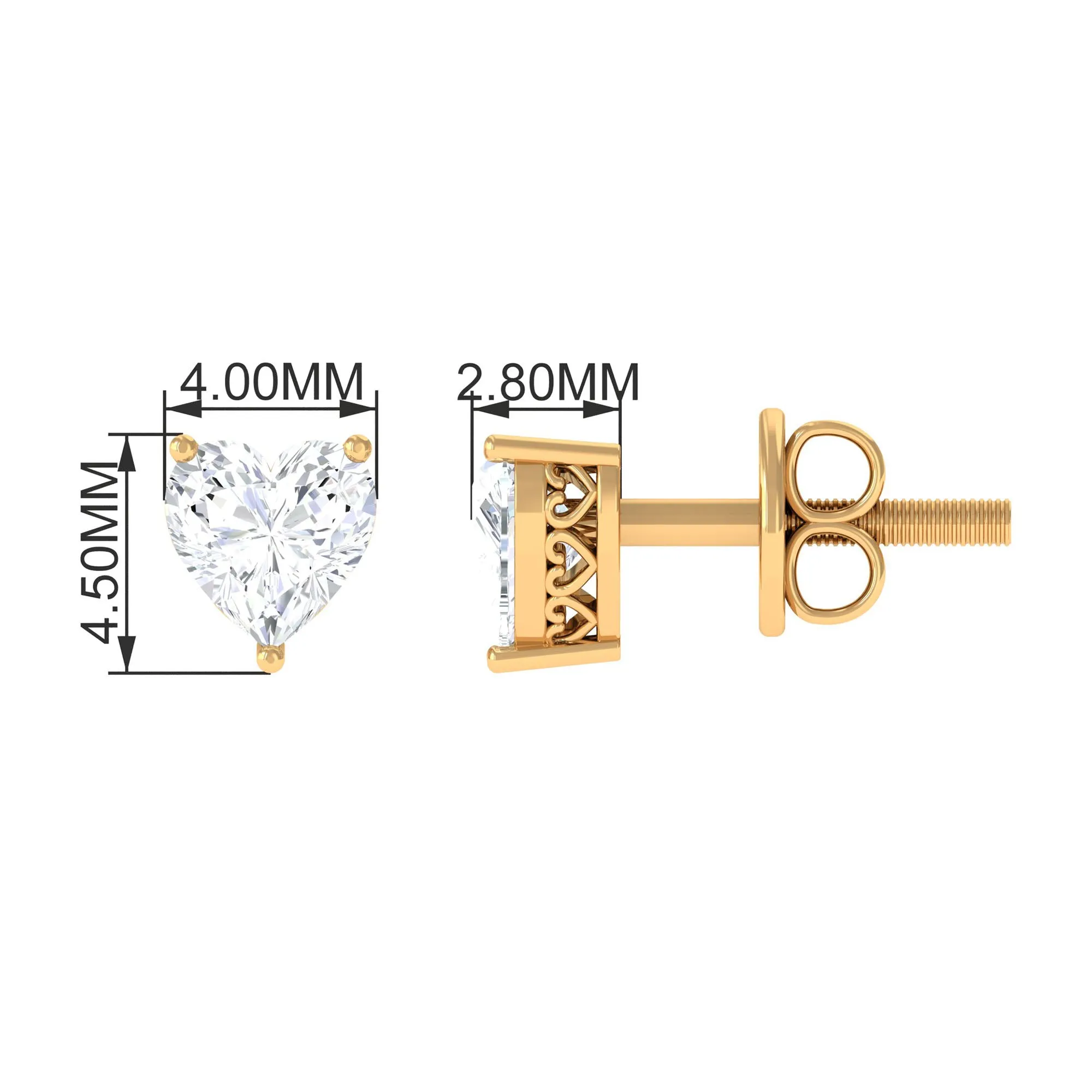 Heart Shape Diamond Solitaire Stud Earrings