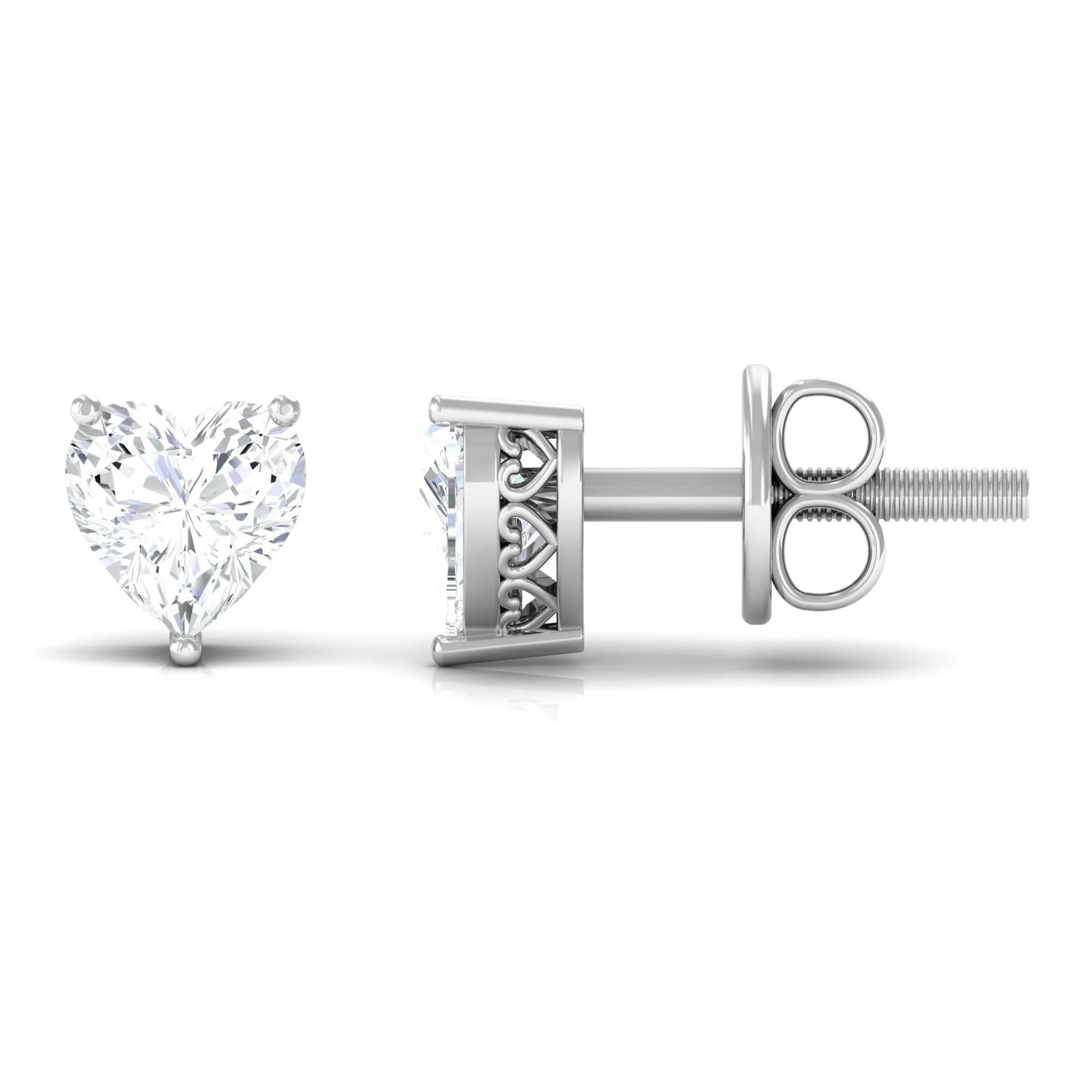 Heart Shape Diamond Solitaire Stud Earrings