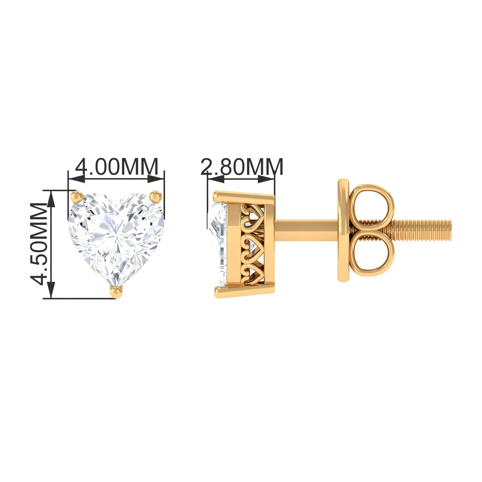 Heart Shape Diamond Solitaire Stud Earrings