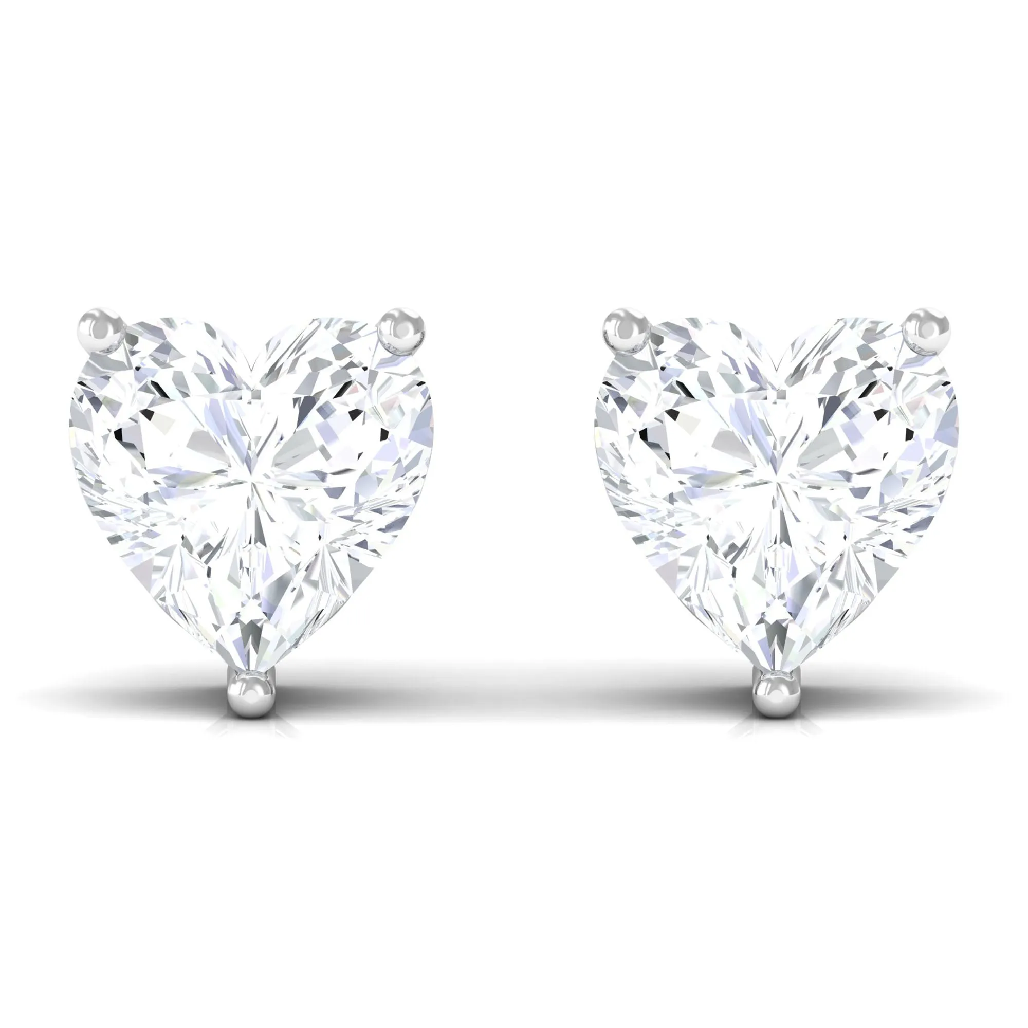 Heart Shape Diamond Solitaire Stud Earrings