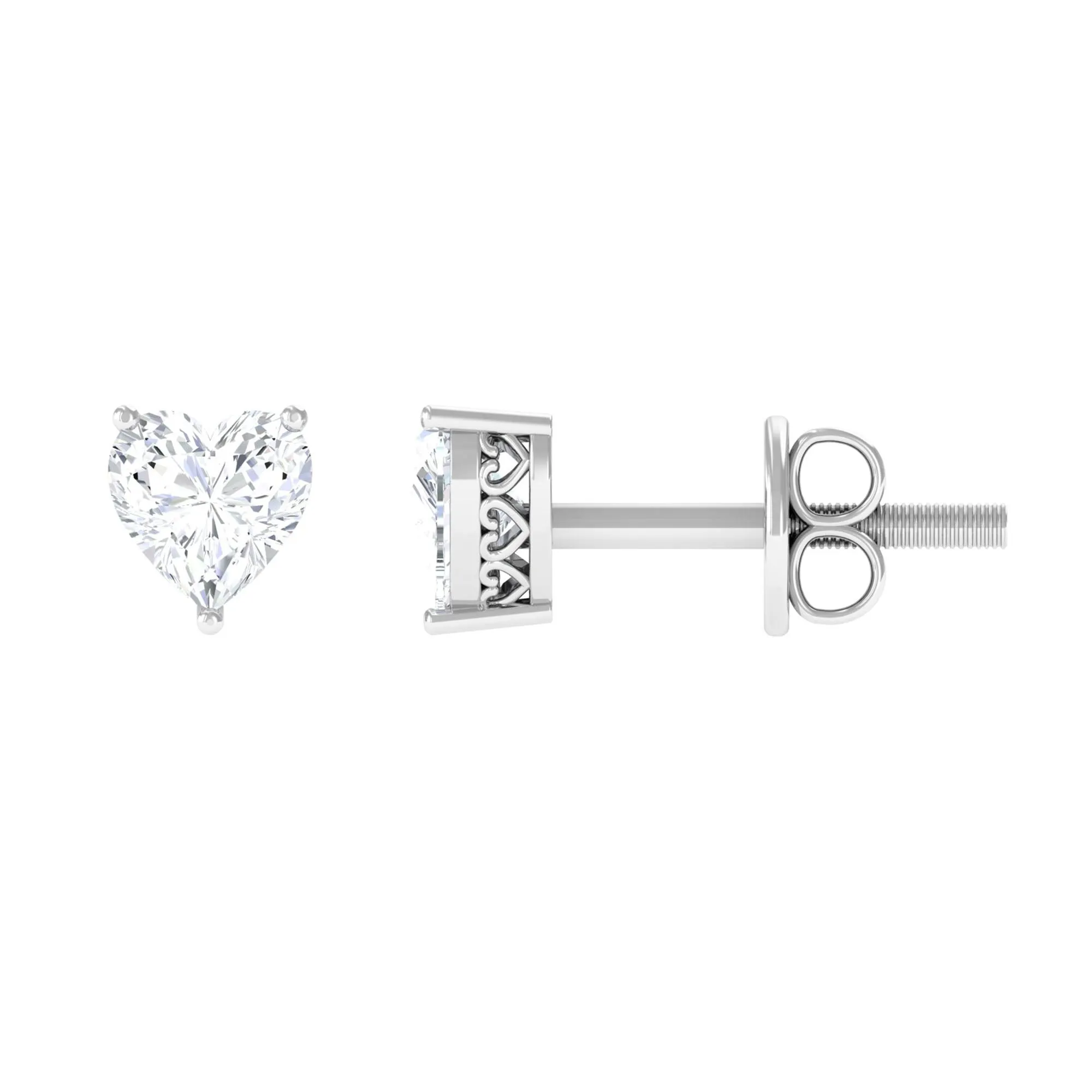 Heart Shape Diamond Solitaire Stud Earrings