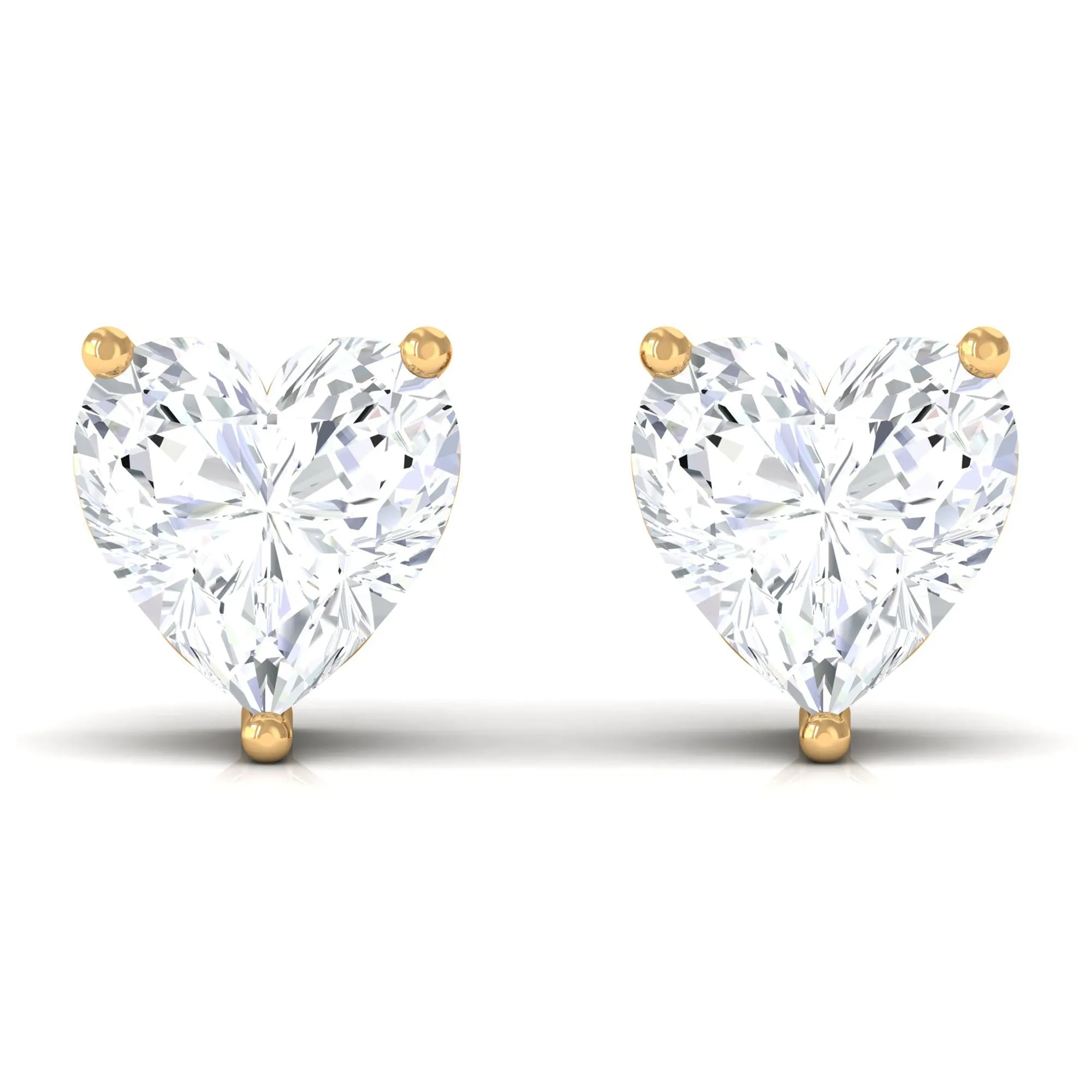 Heart Shape Diamond Solitaire Stud Earrings
