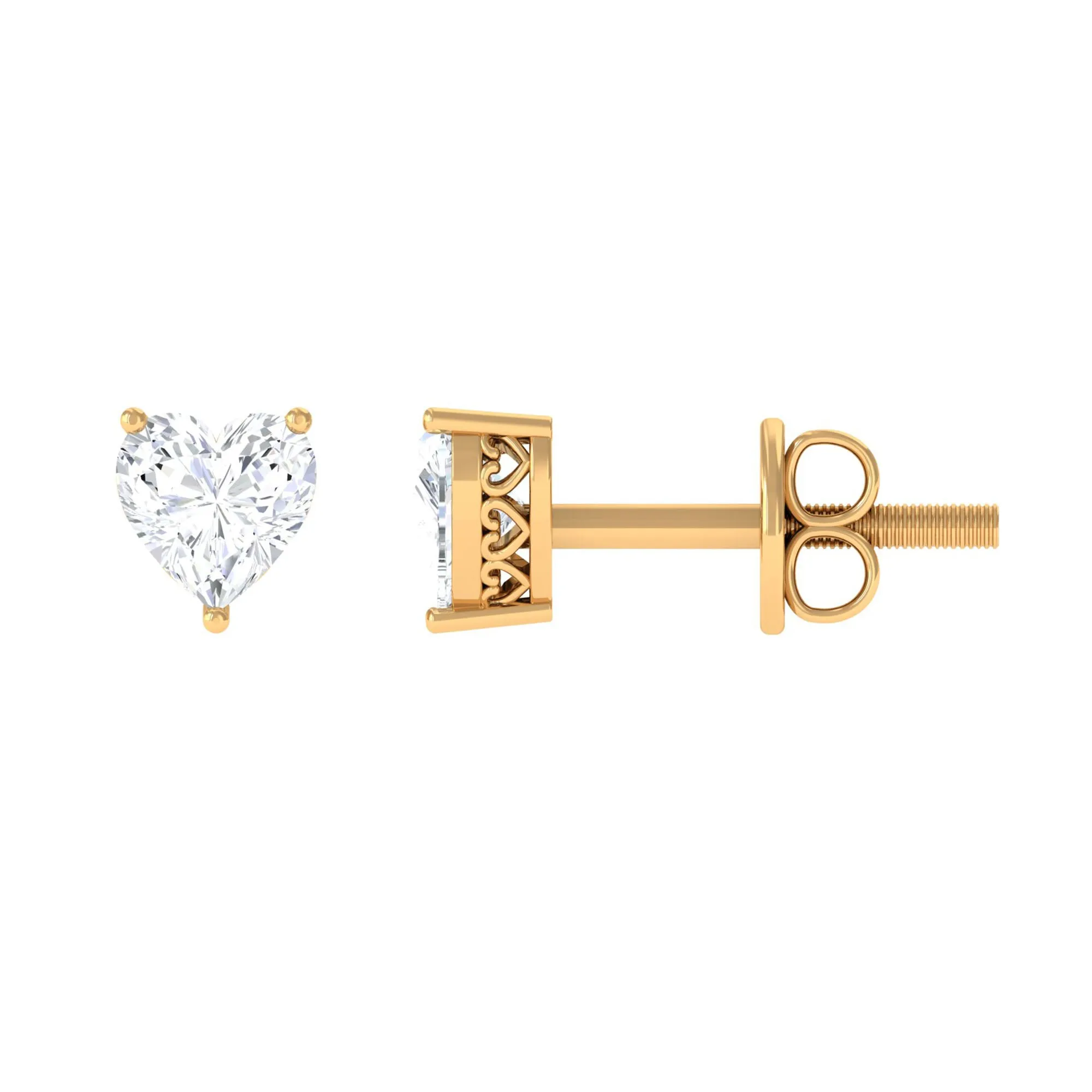 Heart Shape Diamond Solitaire Stud Earrings