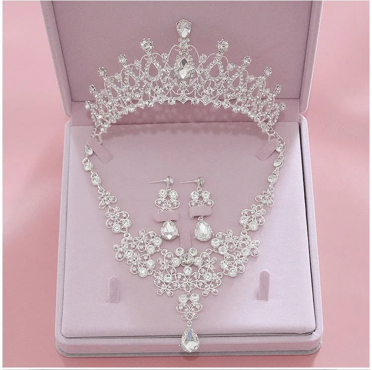 High Quality Fashion Crystalline Bridal Jewelry Sets-Bride-Tiara-Crowns-Earring-Necklace Wedding Jewelry