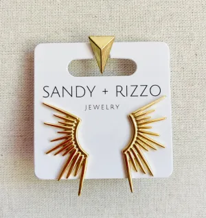 Hot Girl Gold Fan Stud