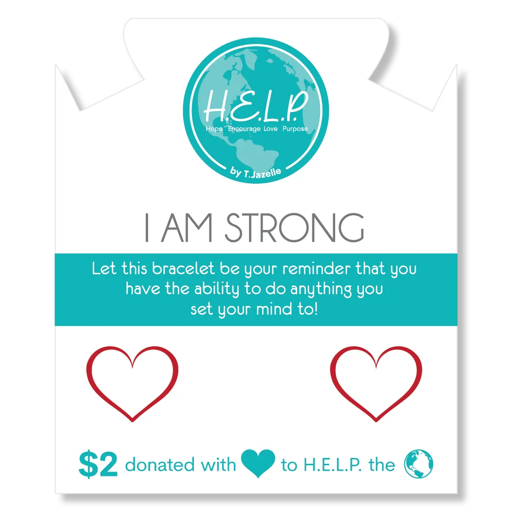 I am Strong Charm with Blue Opal Jade Charity Bracelet