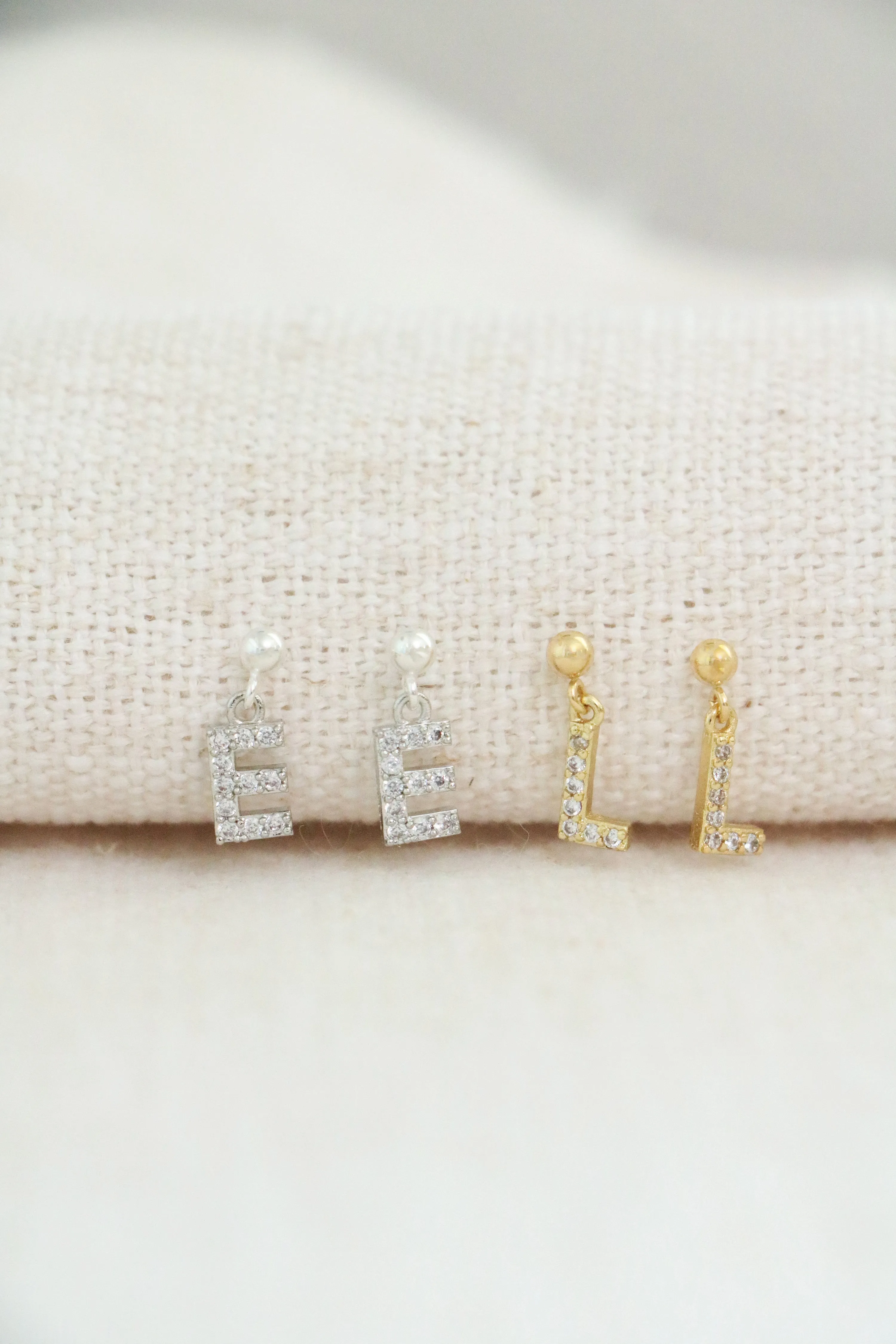 initial post earrings