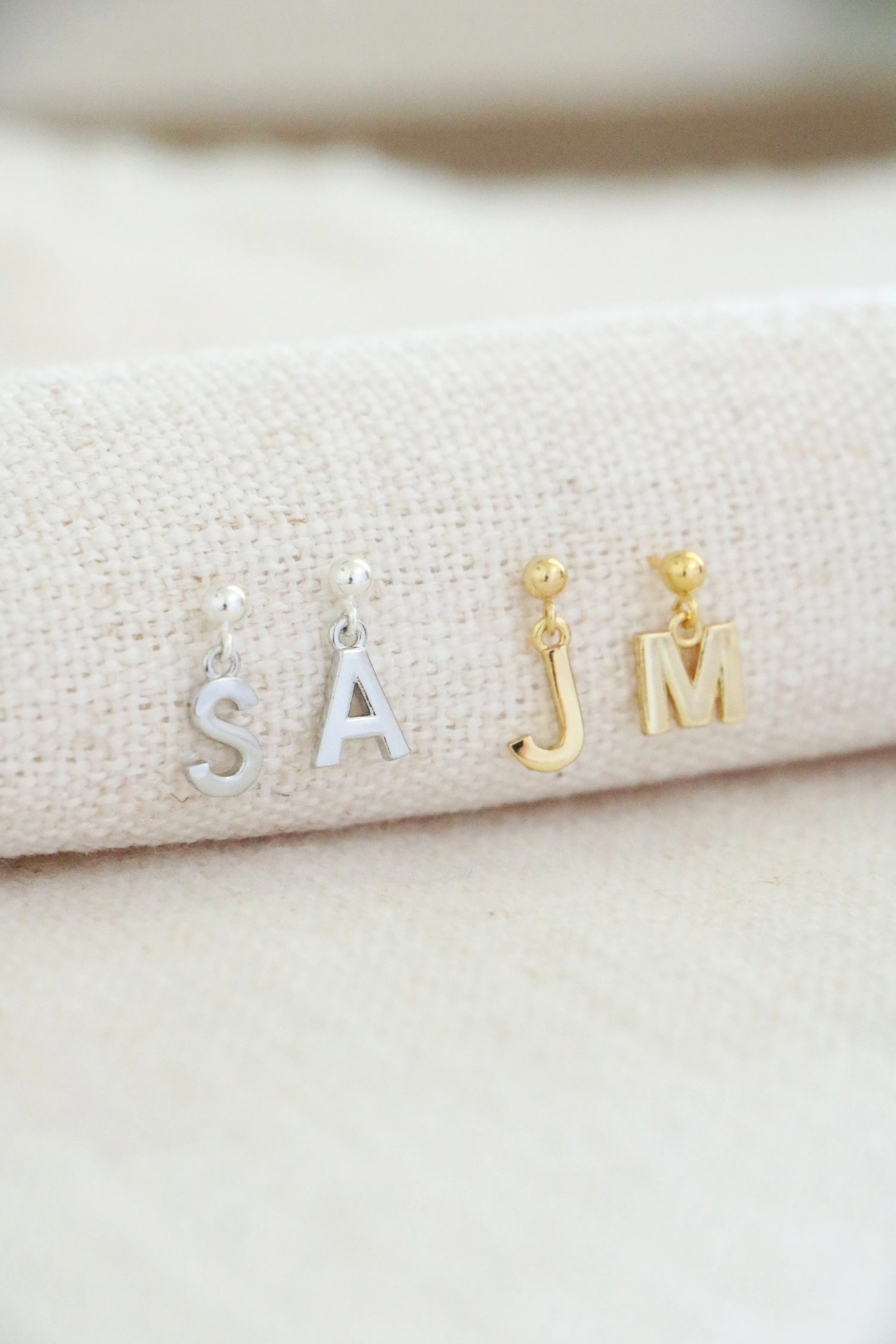 initial post earrings
