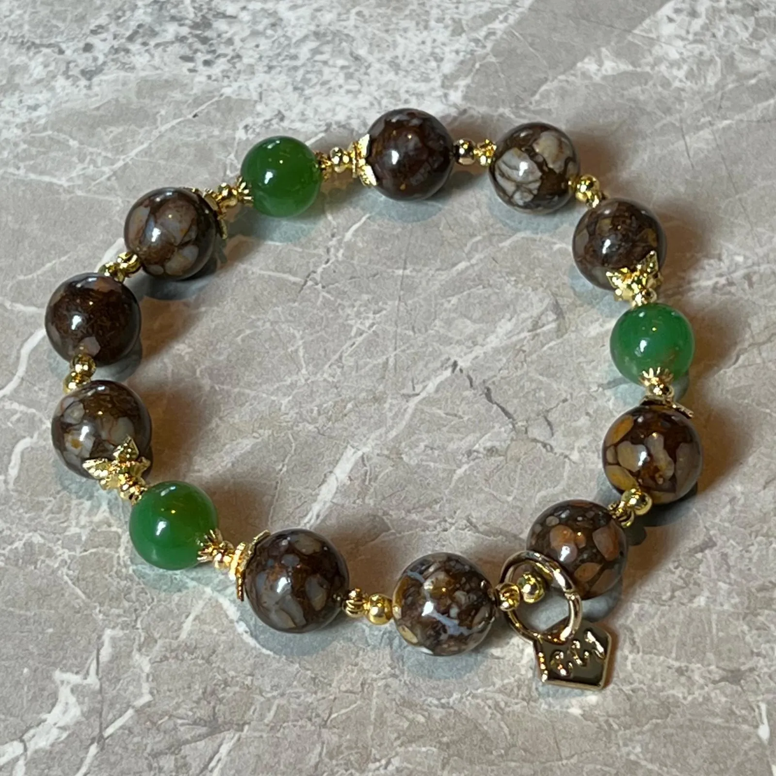Ironstone Boulder Opal & Chrysoprase Bracelet