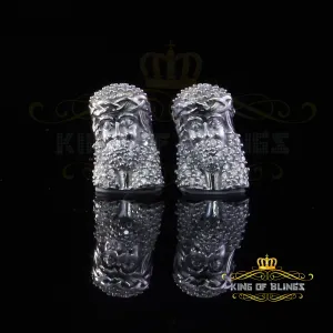 King of Bling's 0.33ct VVS 'D' Moissanite Men's/Womens 925 Silver White Jesus Stud Earrings