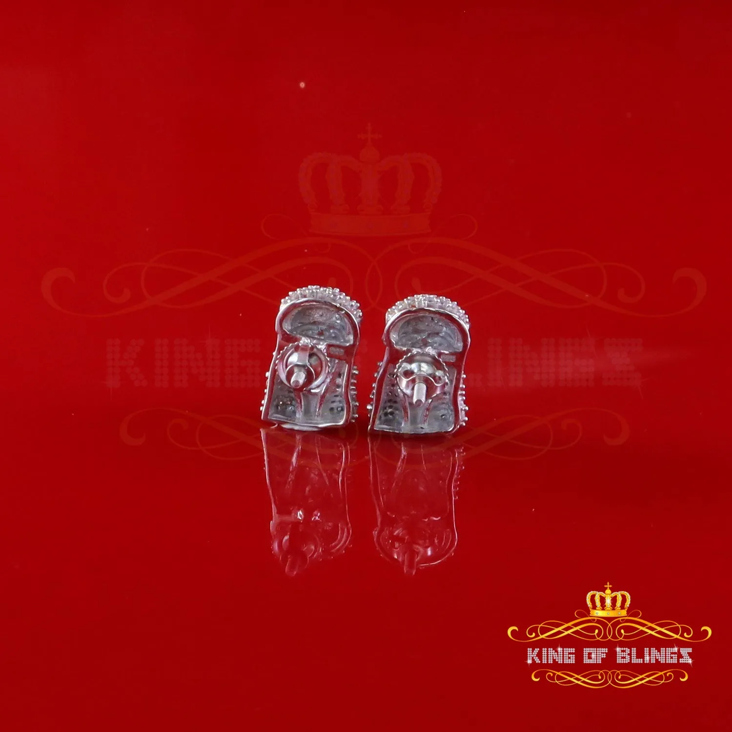 King of Bling's 0.33ct VVS 'D' Moissanite Men's/Womens 925 Silver White Jesus Stud Earrings