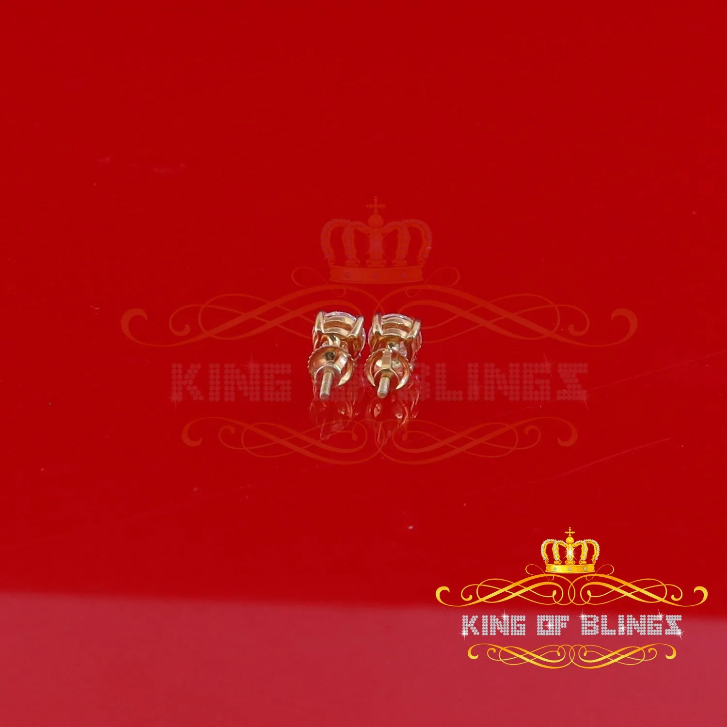 King  of Bling's 1.00ct VVS 'D' Moissanite Men's/Womens 925 Silver Yellow Round Stud Earrings