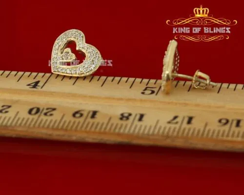 King of Bling's 1.26ct Cubic Zirconia 925 Yellow Sterling Silver Women's Hip Hop Heart Earrings