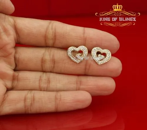 King of Bling's 1.26ct Cubic Zirconia 925 Yellow Sterling Silver Women's Hip Hop Heart Earrings