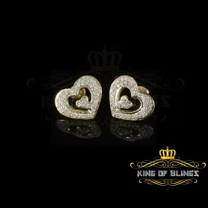 King of Bling's 1.26ct Cubic Zirconia 925 Yellow Sterling Silver Women's Hip Hop Heart Earrings