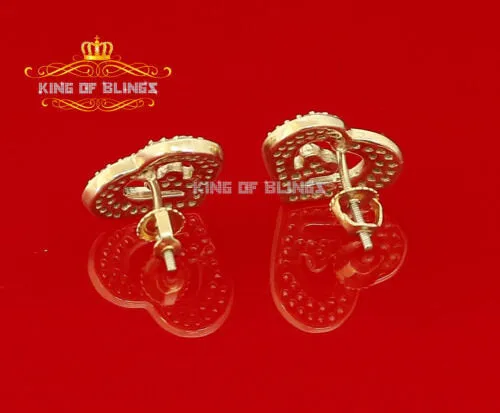 King of Bling's 1.26ct Cubic Zirconia 925 Yellow Sterling Silver Women's Hip Hop Heart Earrings