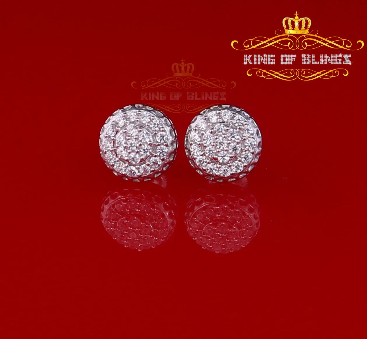 King of Blings- 3.45ct Cubic Zirconia 925 White Silver Women's & Men's Hip Hop Round Earrings