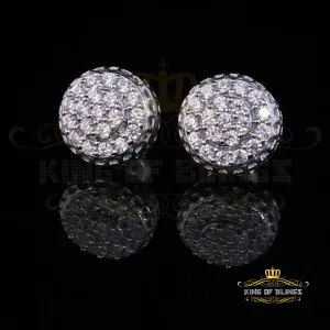 King of Blings- 3.45ct Cubic Zirconia 925 White Silver Women's & Men's Hip Hop Round Earrings
