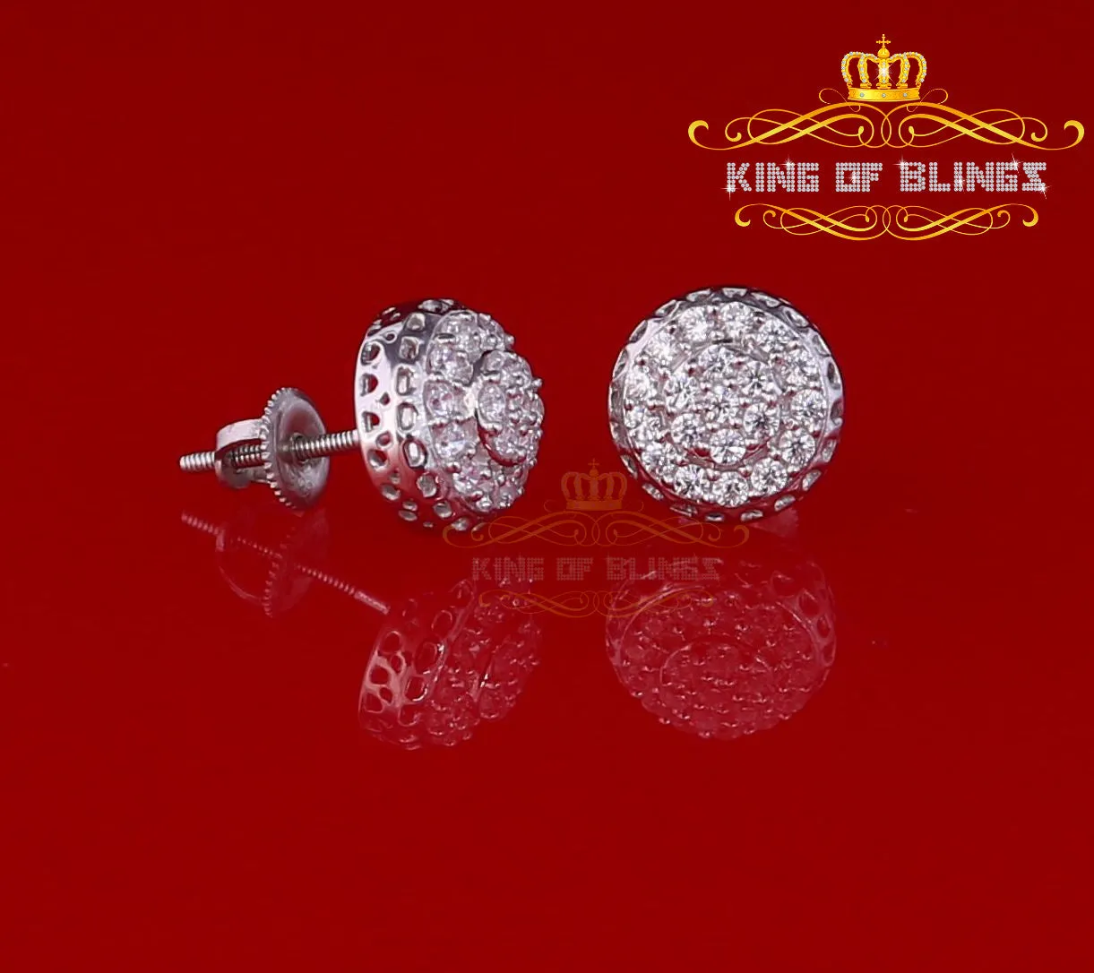 King of Blings- 3.45ct Cubic Zirconia 925 White Silver Women's & Men's Hip Hop Round Earrings