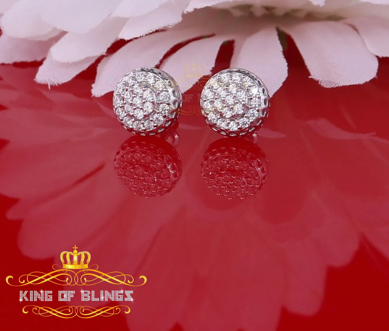 King of Blings- 3.45ct Cubic Zirconia 925 White Silver Women's & Men's Hip Hop Round Earrings