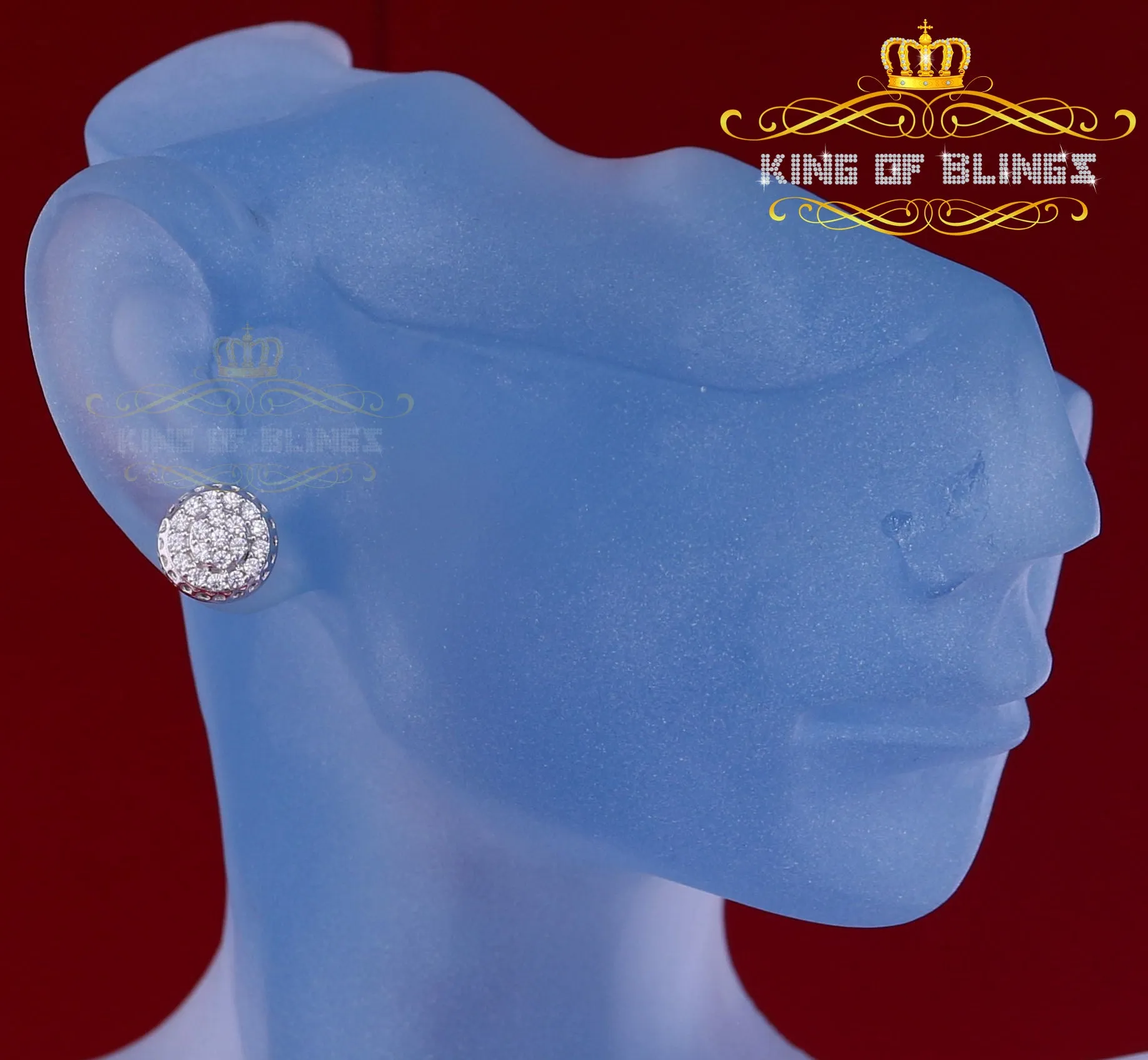 King of Blings- 3.45ct Cubic Zirconia 925 White Silver Women's & Men's Hip Hop Round Earrings