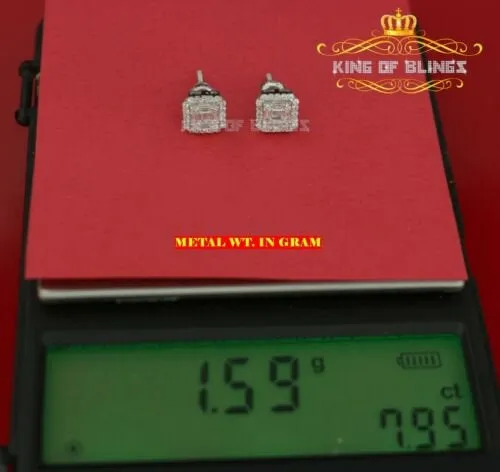 King of Blings- 925 Hip Hop White Sterling Silver 0.64ct Cubic Zirconia Women's Square Earrings