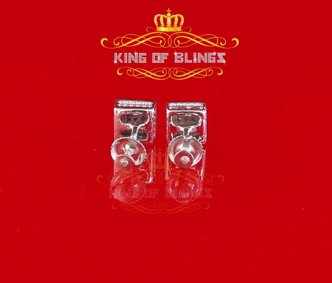 King Of Bling's 925 Sterling Silver 0.05ct Diamond White Square Earring For Men's / Women's