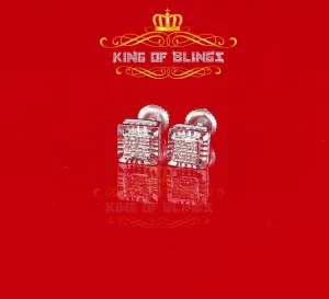 King Of Bling's 925 Sterling Silver 0.05ct Diamond White Square Earring For Men's / Women's