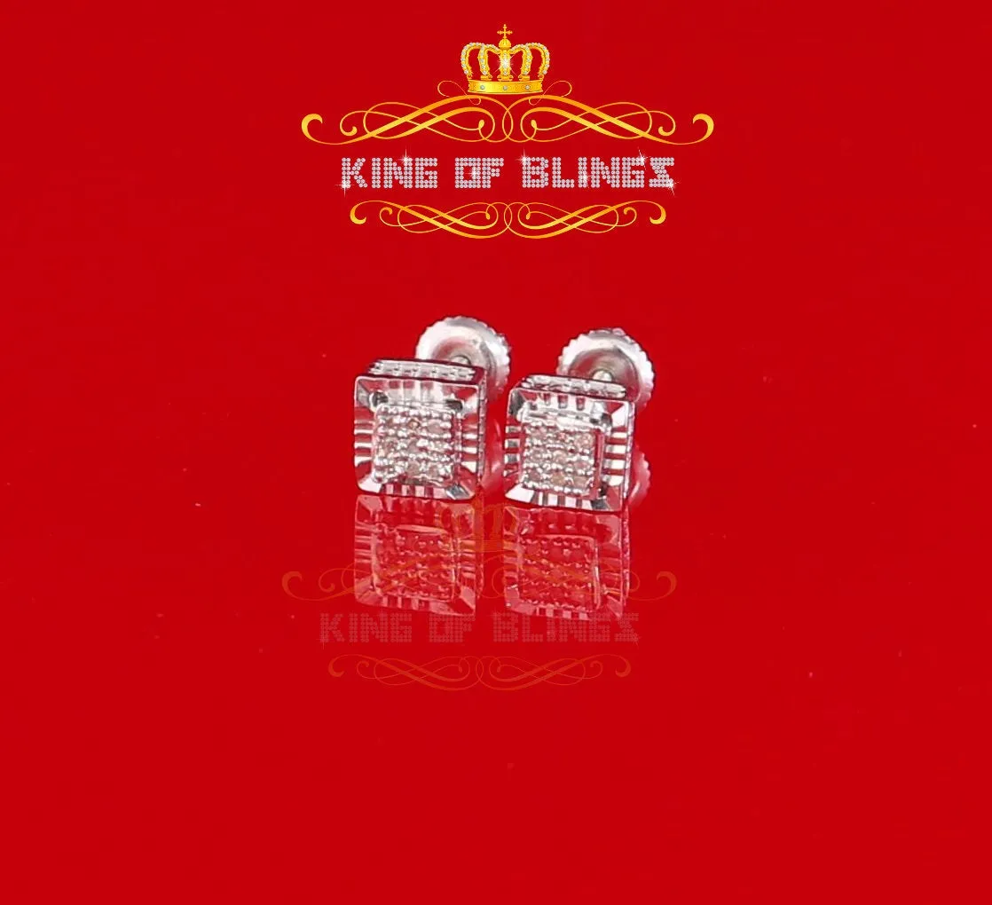 King Of Bling's 925 Sterling Silver 0.05ct Diamond White Square Earring For Men's / Women's