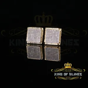King of Blings-925 Sterling Silver 0.33ct Real Diamond For Women's & Men's Yellow Stud Earrings