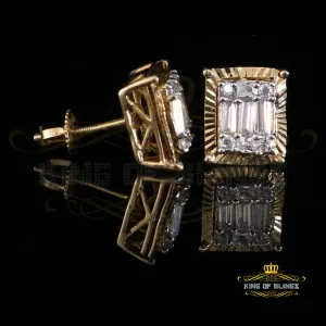 King of Bling's 925 Yellow 0.44ct Cubic Zirconia Silver Women's & Men's Hip Hop Square Earrings