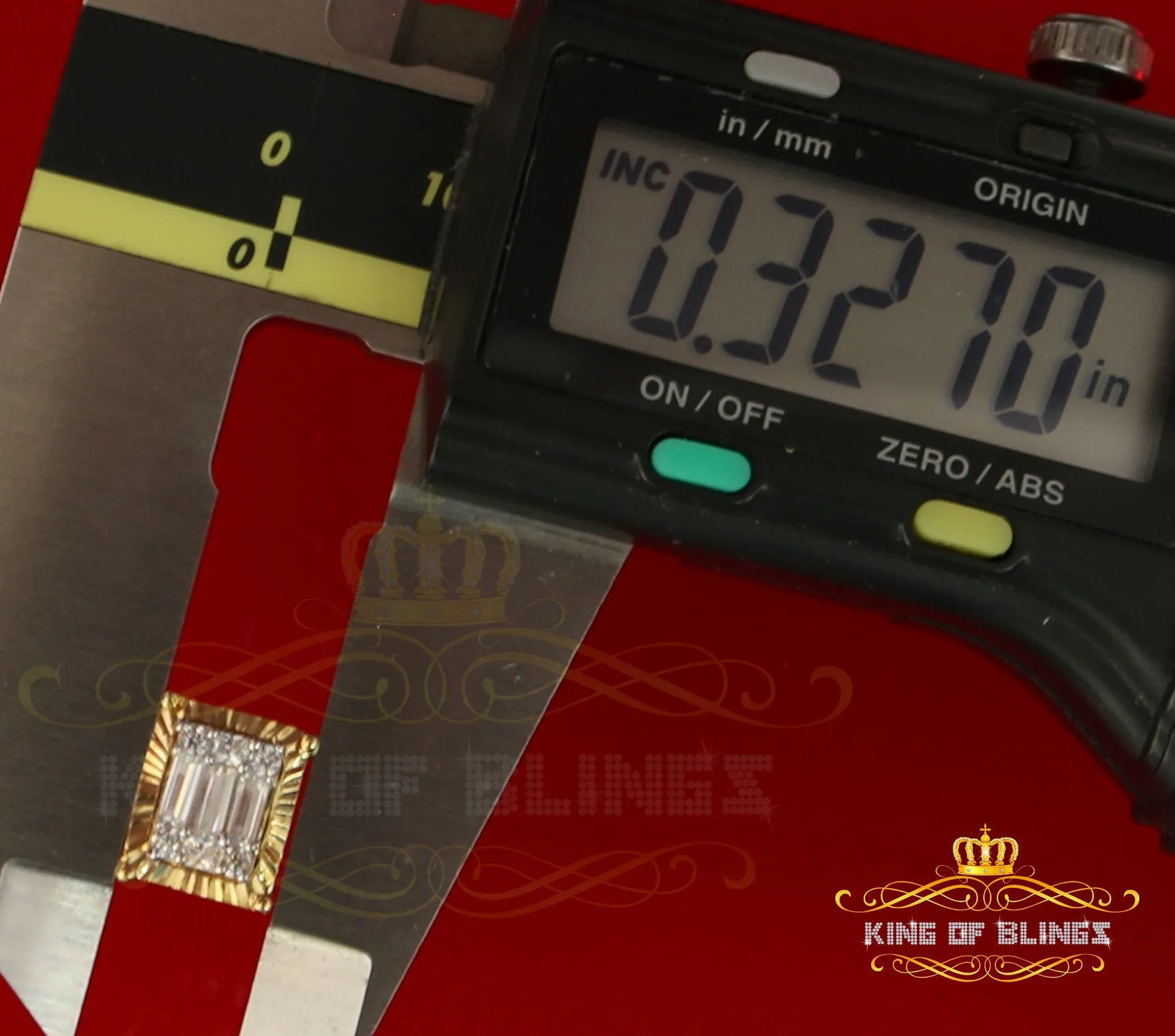 King of Bling's 925 Yellow 0.44ct Cubic Zirconia Silver Women's & Men's Hip Hop Square Earrings
