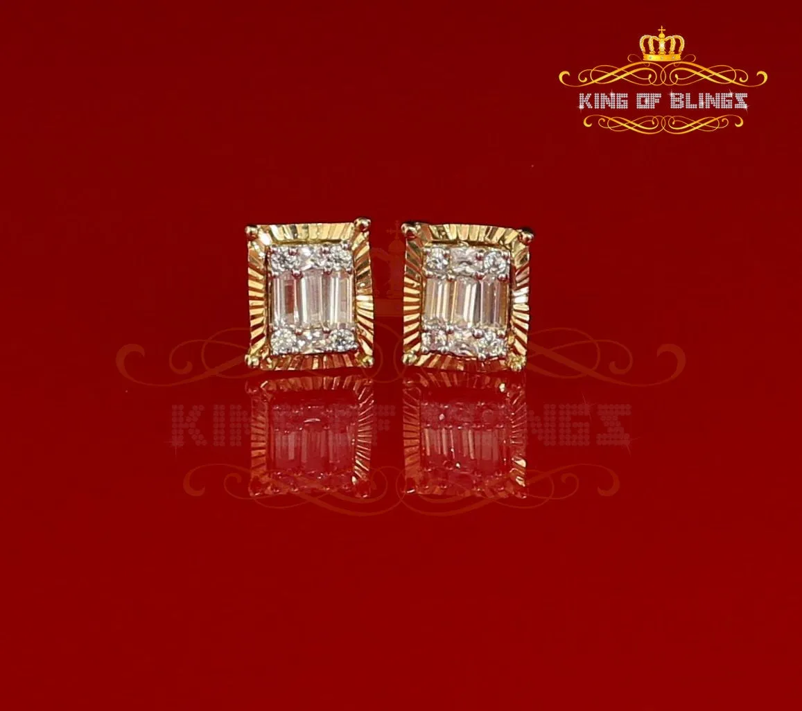 King of Bling's 925 Yellow 0.44ct Cubic Zirconia Silver Women's & Men's Hip Hop Square Earrings