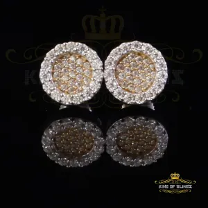 King  of Bling's 925 Yellow Silver 0.66ct VVS 'D' Moissanite Round Stud Earring Men's/Womens