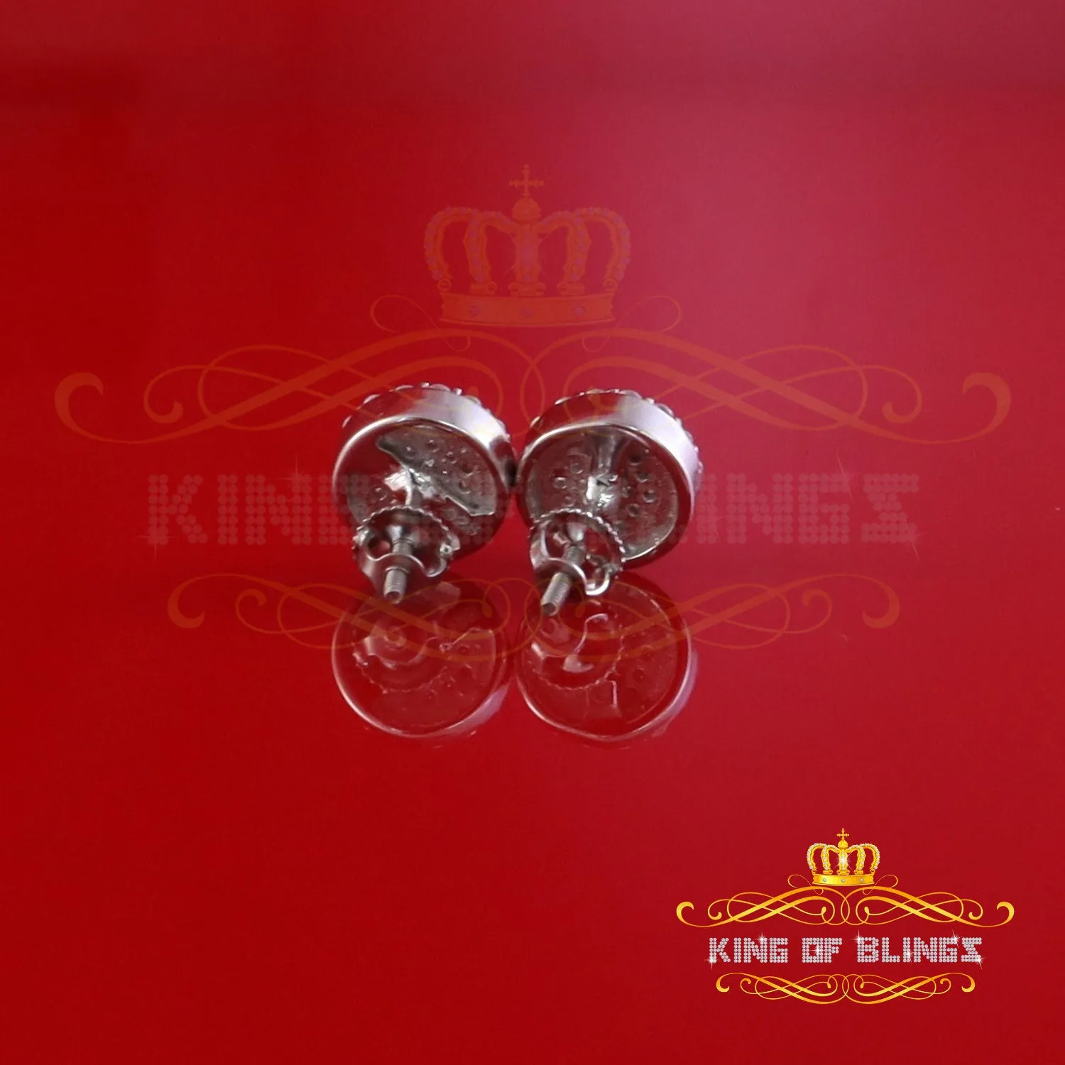 King  of Bling's 925 Yellow Silver 0.66ct VVS 'D' Moissanite Round Stud Earring Men's/Womens