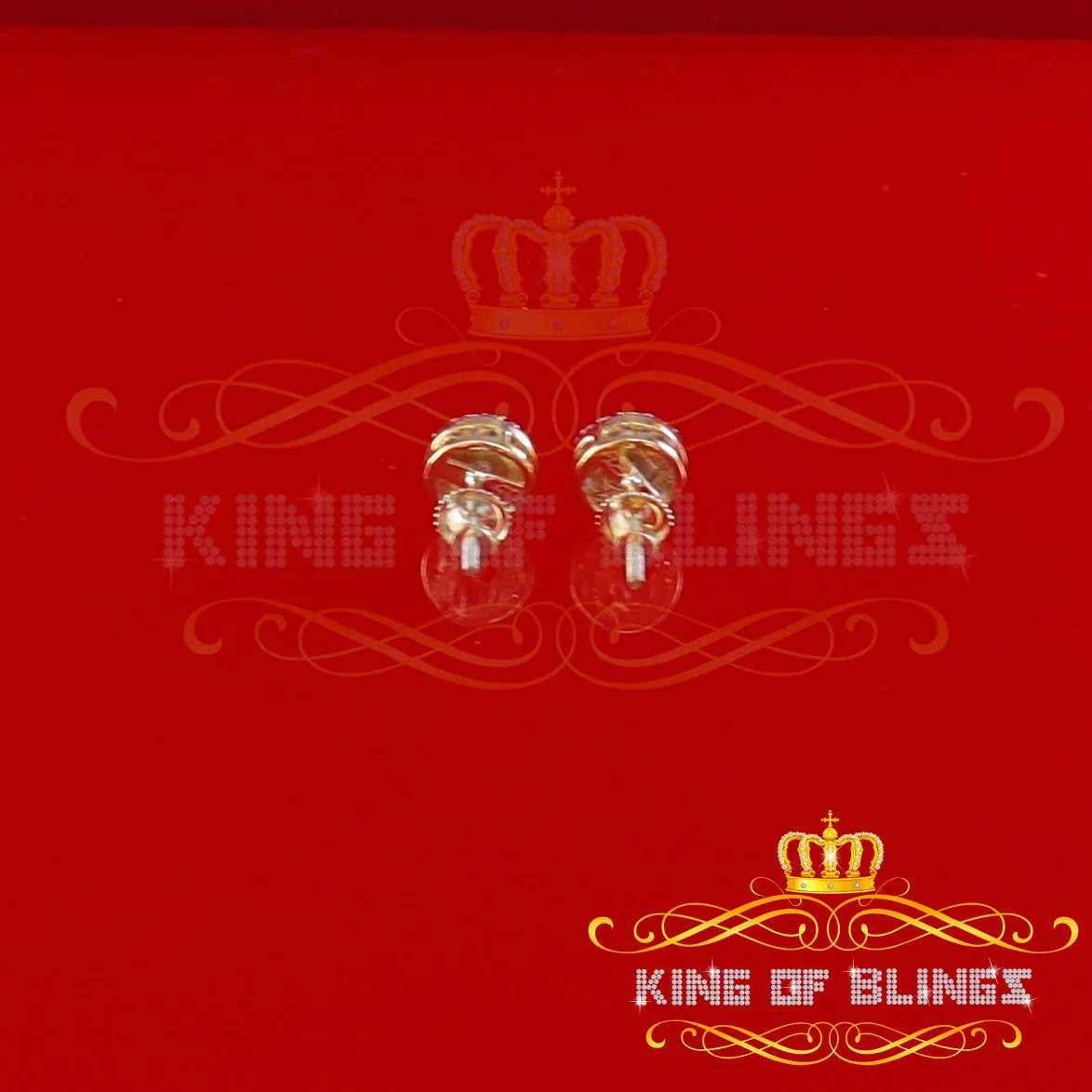 King of Bling's 925 Yellow Silver 1.28ct Cubic ZirconiaFashion Women's/ Men's Round Earrings