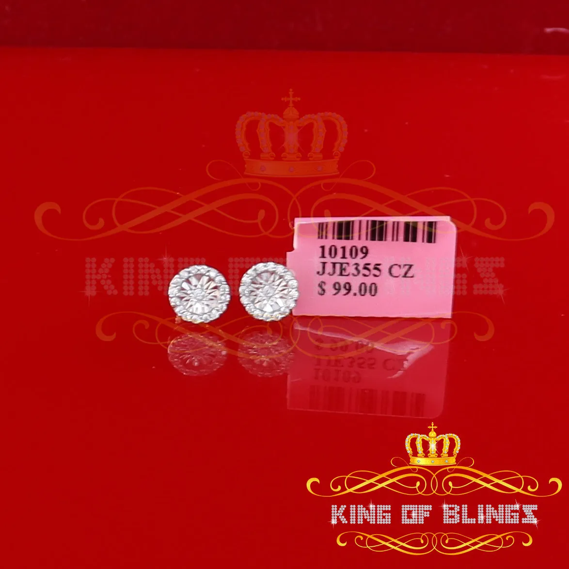 King of Bling's 925 Yellow Silver 1.28ct Cubic ZirconiaFashion Women's/ Men's Round Earrings