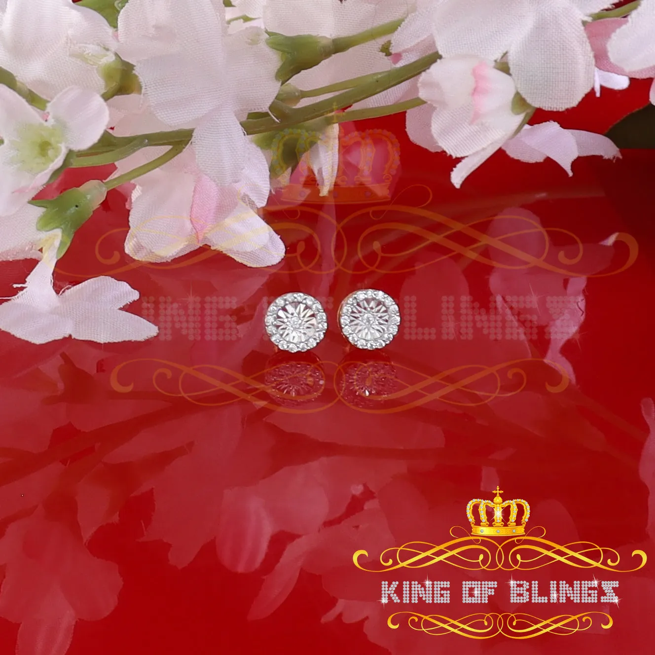 King of Bling's 925 Yellow Silver 1.28ct Cubic ZirconiaFashion Women's/ Men's Round Earrings