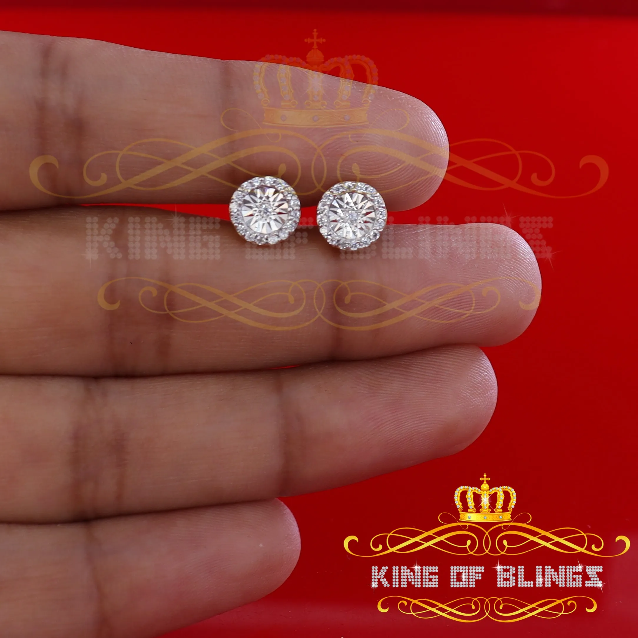 King of Bling's 925 Yellow Silver 1.28ct Cubic ZirconiaFashion Women's/ Men's Round Earrings
