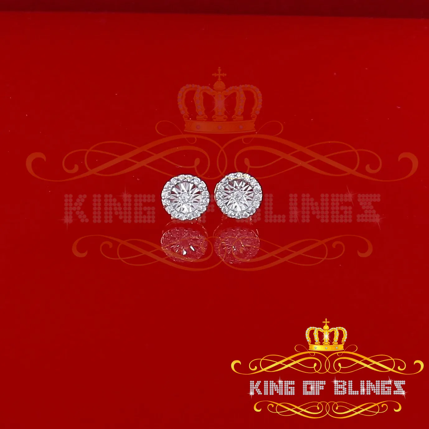 King of Bling's 925 Yellow Silver 1.28ct Cubic ZirconiaFashion Women's/ Men's Round Earrings