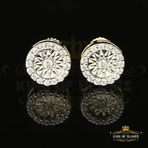 King of Bling's 925 Yellow Silver 1.28ct Cubic ZirconiaFashion Women's/ Men's Round Earrings