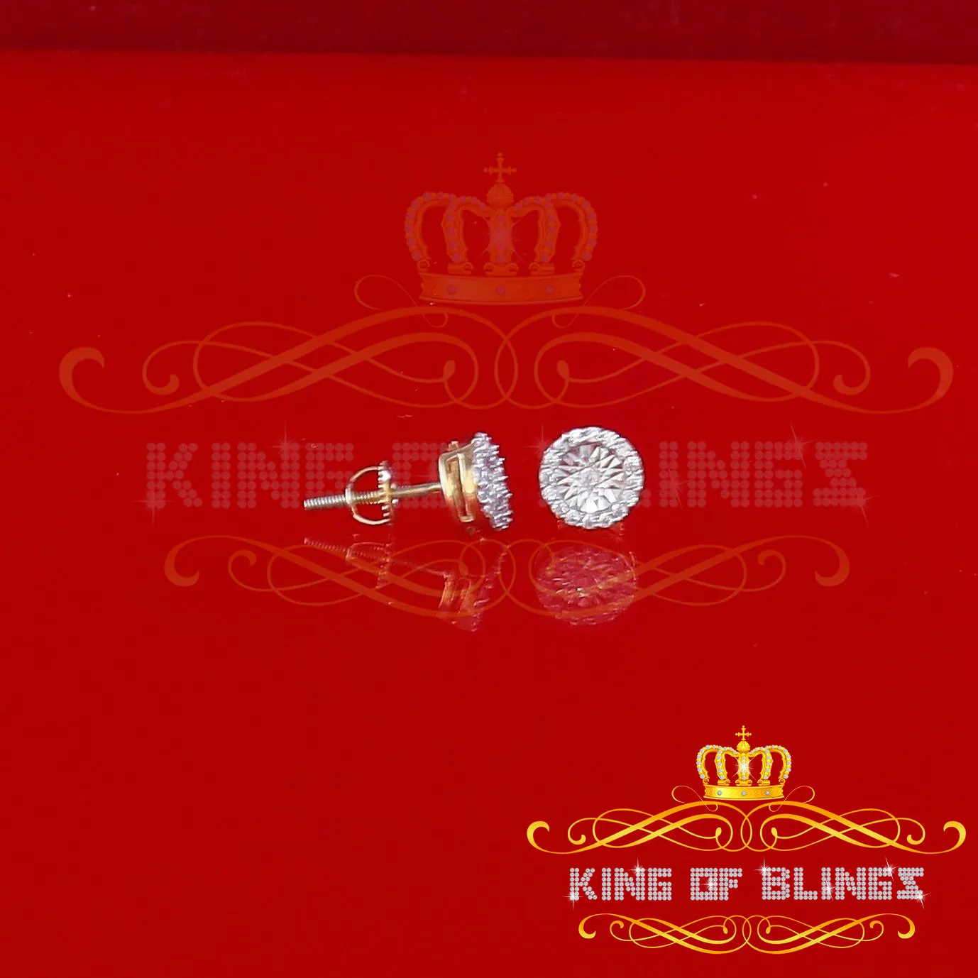 King of Bling's 925 Yellow Silver 1.28ct Cubic ZirconiaFashion Women's/ Men's Round Earrings