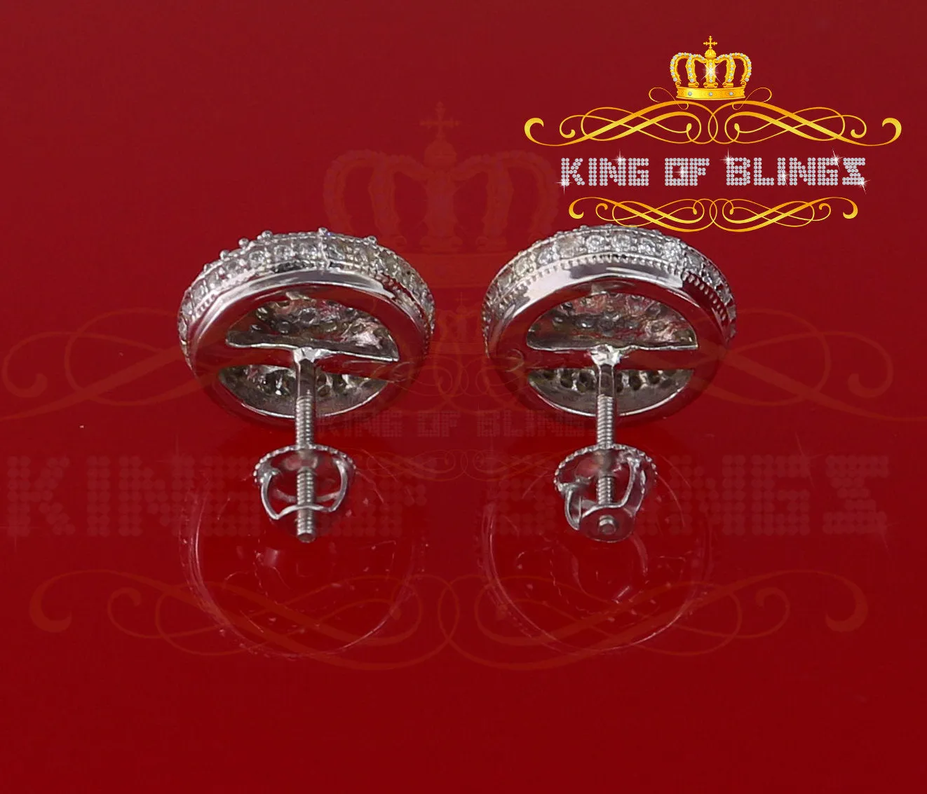 King of Blings- Aretes Para Hombre 925 White Silver 1.94ct Cubic Zirconia Round Women's Earrings