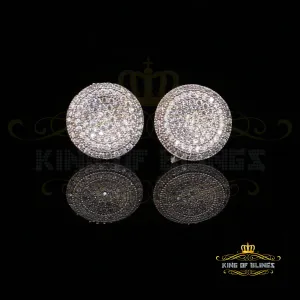 King of Blings- Aretes Para Hombre 925 White Silver 1.94ct Cubic Zirconia Round Women's Earrings
